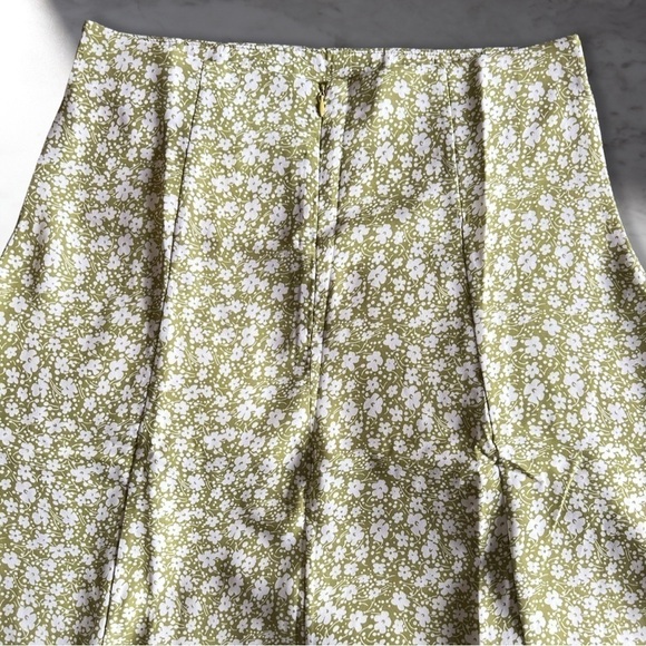 Rihoas The Floral Split Midi Skirt In Green And White Size L - Picture 6 of 11